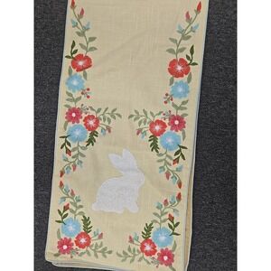 Rachel Zoe Easter Bunny  & Spring Flowers Runner New 16" X72"